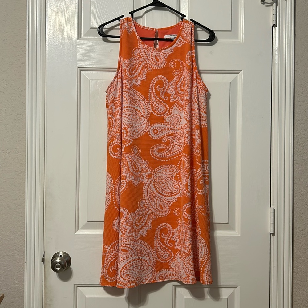 Studio One New York Orange Paisley Short Sleeve Dress Size 14